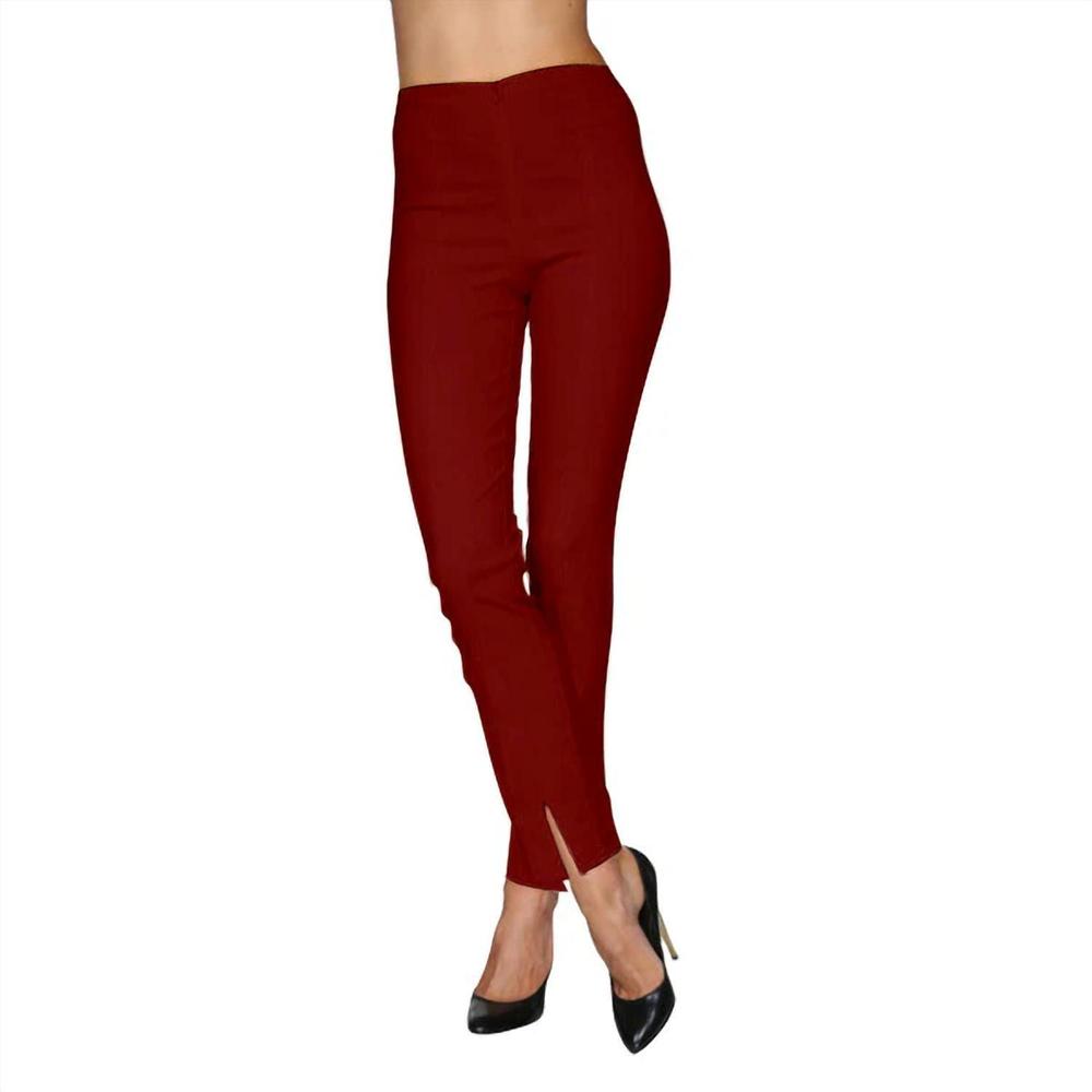 NEW MESMERIZE zip frontlong pants w/slit in ruby